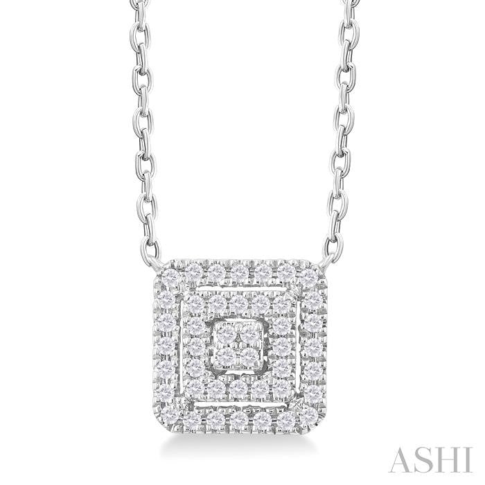 Princess Shape Petite Halo Diamond Fashion Pendant