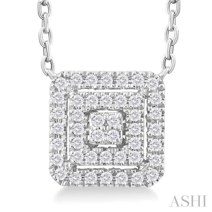 Princess Shape Petite Halo Diamond Fashion Pendant