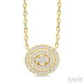 Oval Shape Petite Halo Diamond Fashion Pendant