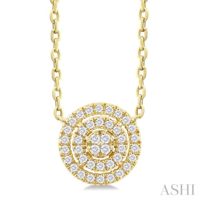 Round Shape Petite Halo Diamond Fashion Pendant