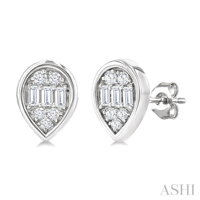 Pear Shape Bezel Set Petite Fusion Diamond Fashion Earrings
