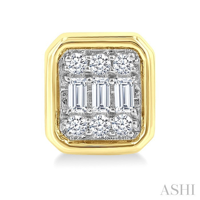 Emerald Shape Bezel Set Petite Fusion Diamond Fashion Earrings
