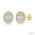 Oval Shape Bezel Set Petite Fusion Diamond Fashion Earrings