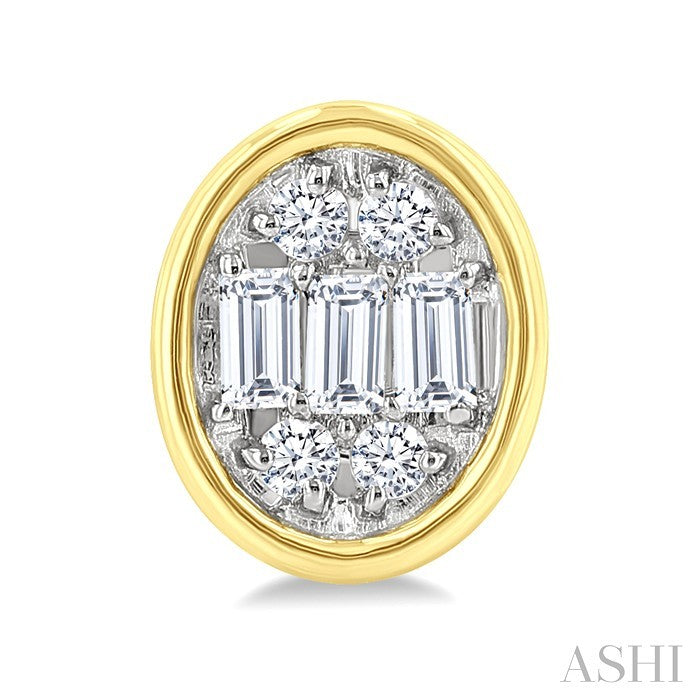 Oval Shape Bezel Set Petite Fusion Diamond Fashion Earrings