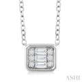 Emerald Shape East-West Bezel Set Petite Fusion Diamond Fashion Pendant