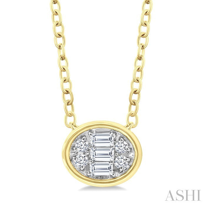 Oval Shape East-West Bezel Set Petite Fusion Diamond Fashion Pendant