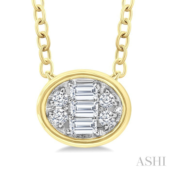 Oval Shape East-West Bezel Set Petite Fusion Diamond Fashion Pendant