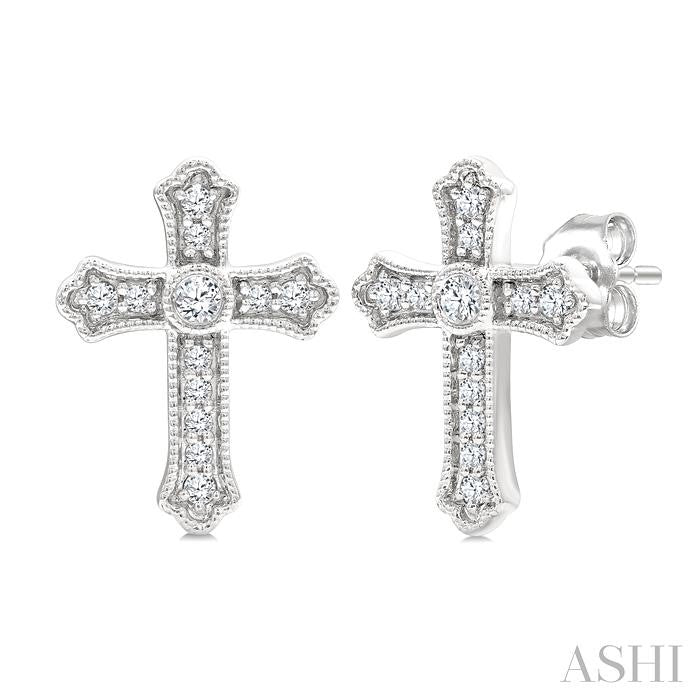 Cross Petite Diamond Fashion Earrings