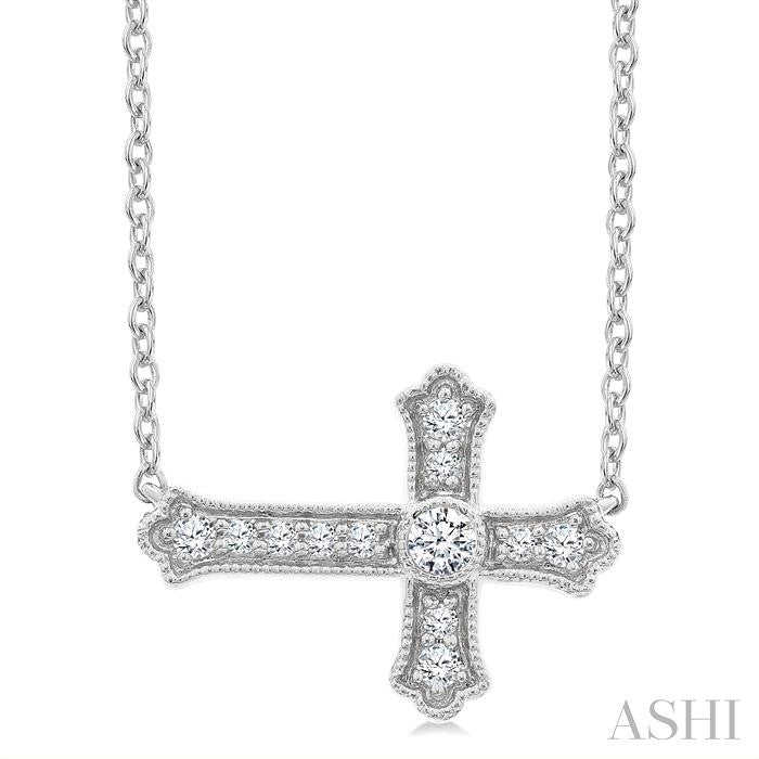 Sideway Cross Petite Diamond Fashion Pendant