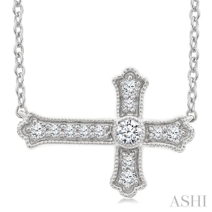 Sideway Cross Petite Diamond Fashion Pendant