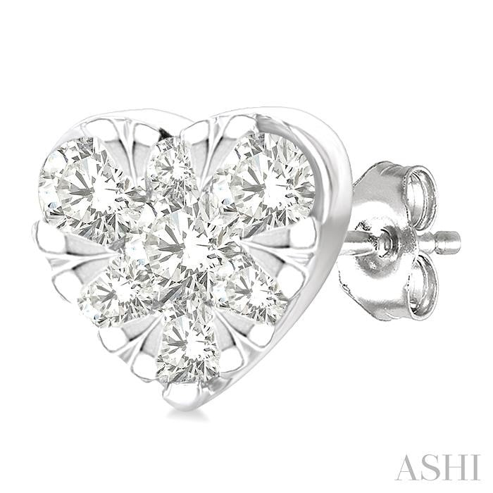 Heart Shape Lovebright Petite Diamond Stud Earrings