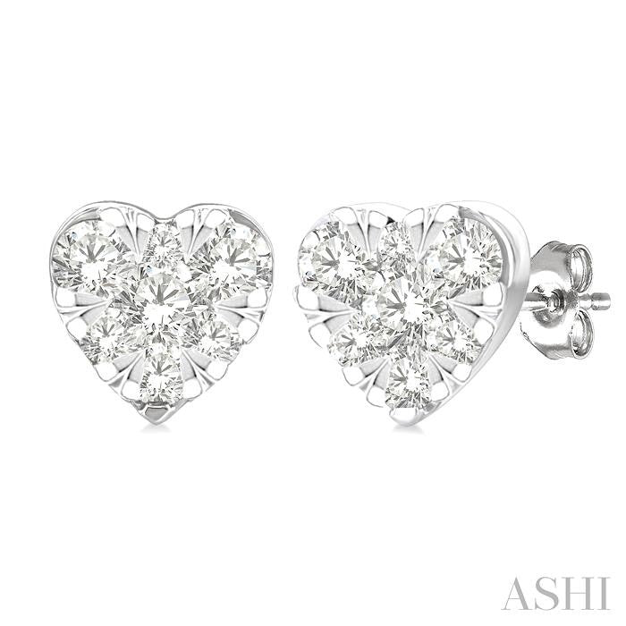 Heart Shape Lovebright Petite Diamond Stud Earrings