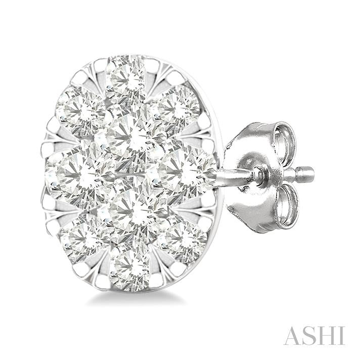 Oval Shape Lovebright Petite Diamond Stud Earrings