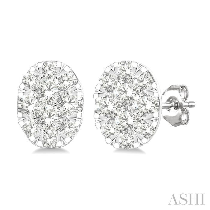 Oval Shape Lovebright Petite Diamond Stud Earrings