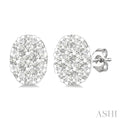 Oval Shape Lovebright Petite Diamond Stud Earrings