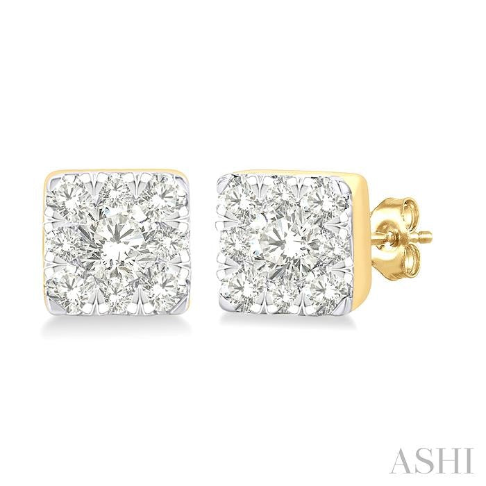 Princess Shape Lovebright Petite Diamond Fashion Earrings
