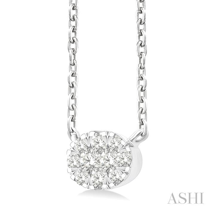 Oval Shape East-West Lovebright Petite Diamond Solitaire Pendant