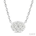 Oval Shape East-West Lovebright Petite Diamond Solitaire Pendant