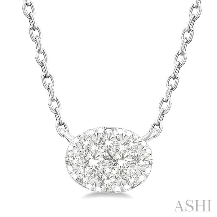 Oval Shape East-West Lovebright Petite Diamond Solitaire Pendant