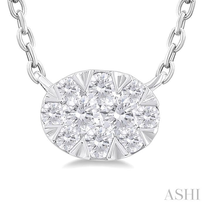 Oval Shape East-West Lovebright Petite Diamond Solitaire Pendant