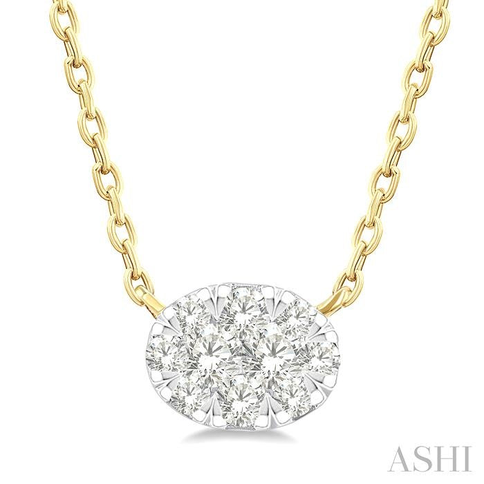 Oval Shape East-West Lovebright Petite Diamond Solitaire Pendant