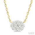 Oval Shape East-West Lovebright Petite Diamond Solitaire Pendant
