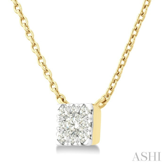 Princess Shape Lovebright Petite Diamond Solitaire Pendant