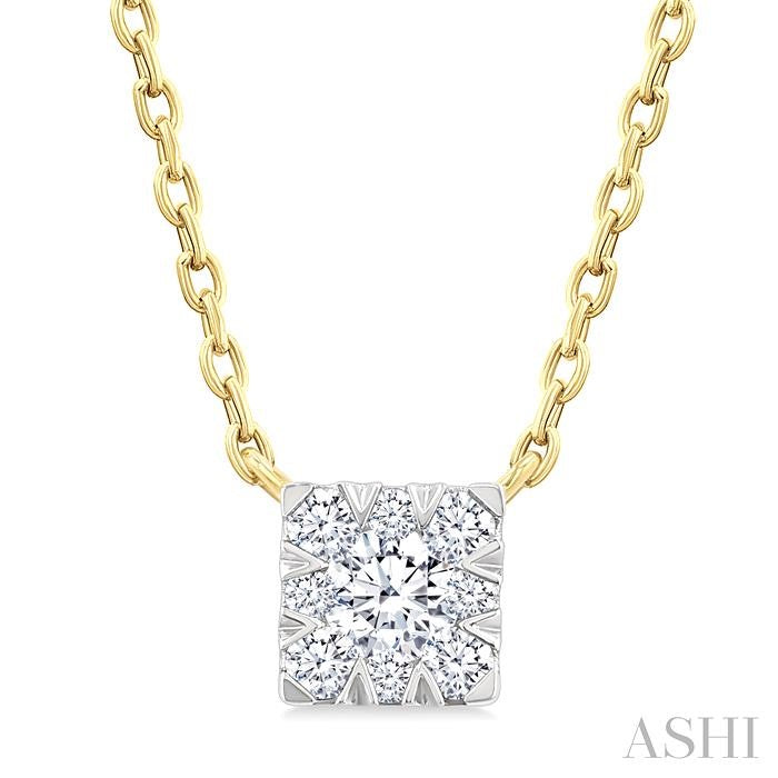 Princess Shape Lovebright Petite Diamond Solitaire Pendant
