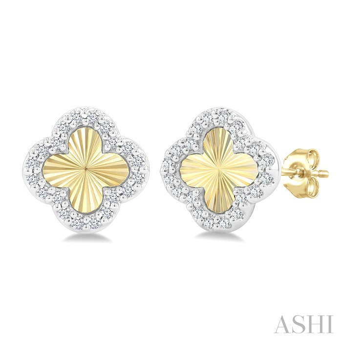 Clover Fluted Petite Diamond Fashion Earrings