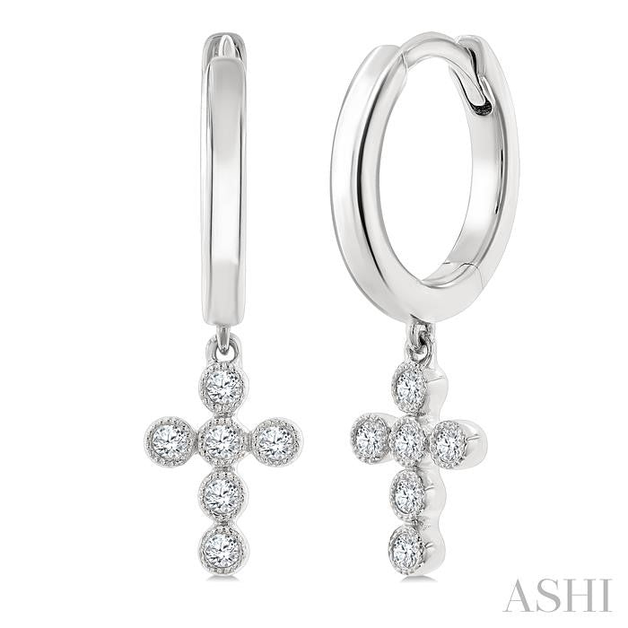Cross Petite Diamond Huggie Fashion Earrings