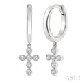 Cross Petite Diamond Huggie Fashion Earrings