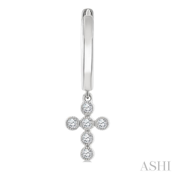Cross Petite Diamond Huggie Fashion Earrings