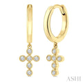 Cross Petite Diamond Huggie Fashion Earrings