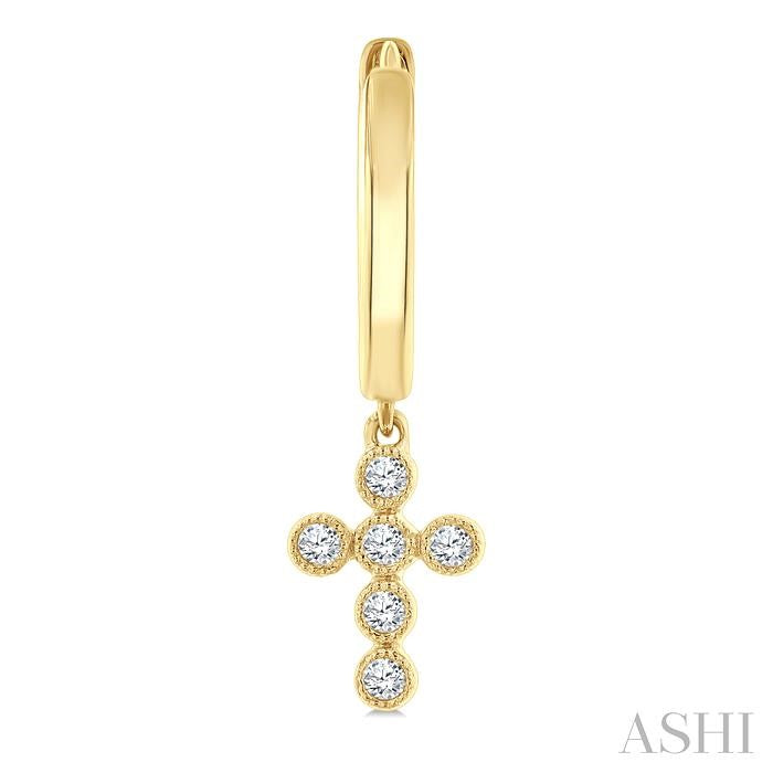 Cross Petite Diamond Huggie Fashion Earrings