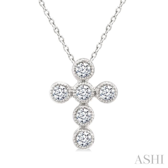 Cross Bezel Set Petite Diamond Fashion Pendant