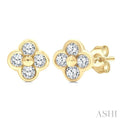 Clover Bezel Petite Diamond Fashion Earrings