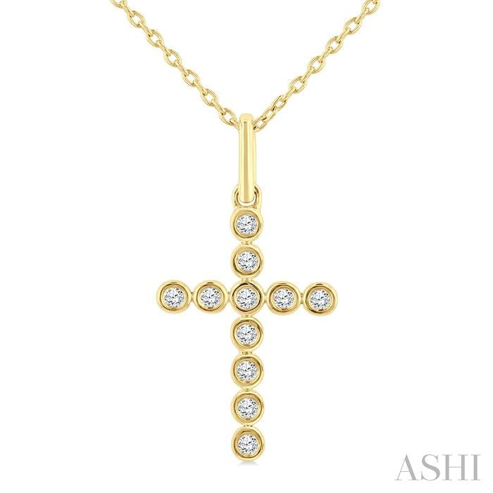 Cross Bezel Set Petite Diamond Fashion Pendant