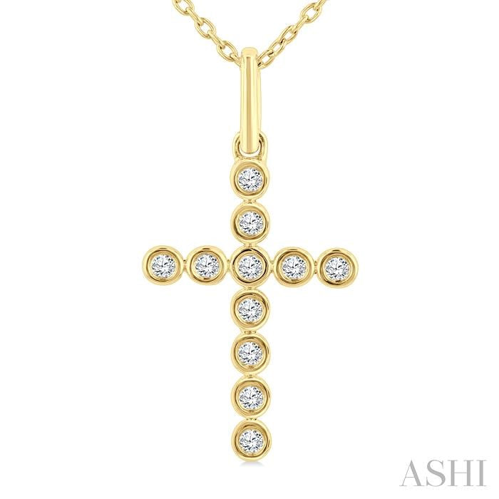Cross Bezel Set Petite Diamond Fashion Pendant