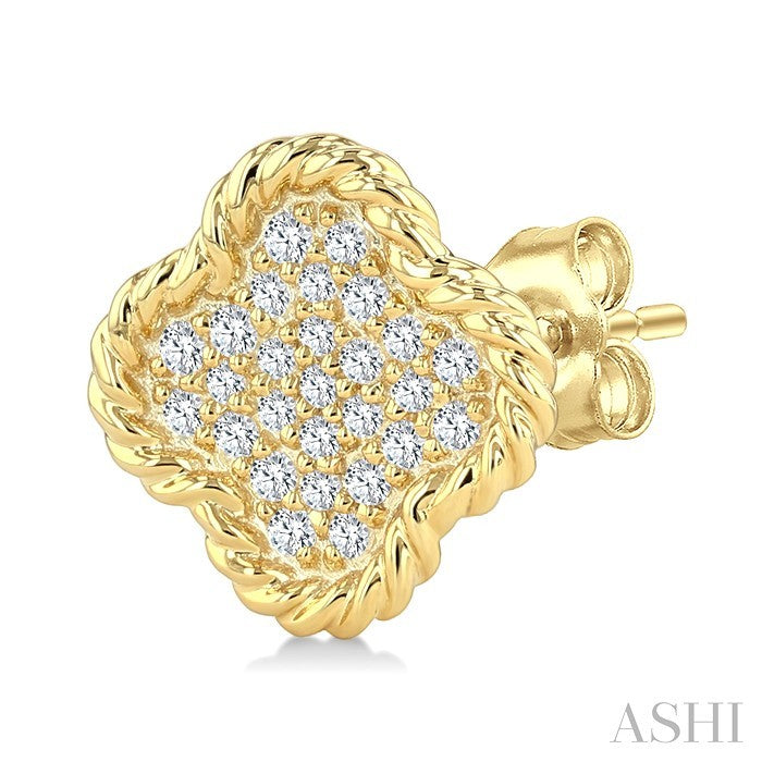 Pave-Set Clover Rope Diamond Fashion Earrings