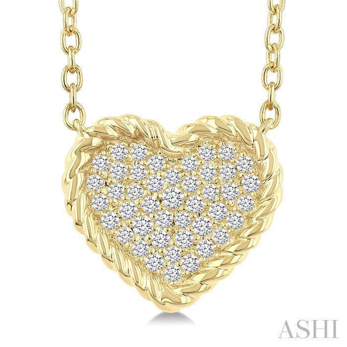 Pave-Set Heart Shape Rope Diamond Fashion Pendant