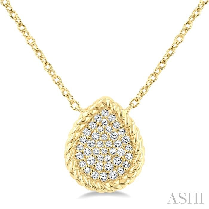 Pave-Set Pear Shape Rope Diamond Fashion Pendant