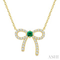 Bow Petite Gemstone Diamond Fashion Pendant