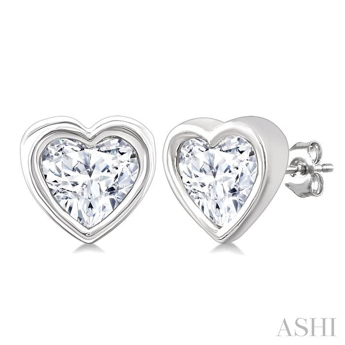 Heart Shape Bezel Set Petite Diamond Fashion Earrings