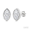 Marquise Shape Bezel Set Petite Diamond Fashion Earrings
