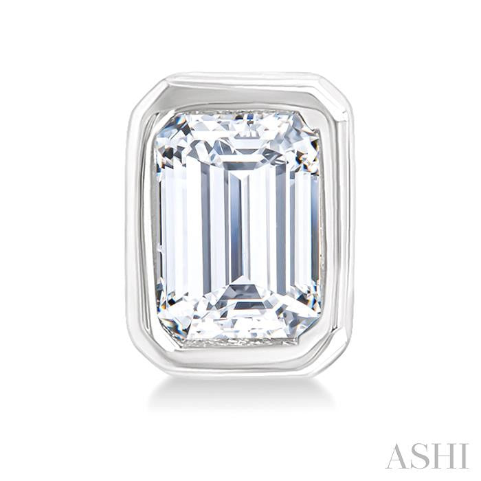 Emerald Shape Bezel Set Petite Diamond Fashion Earrings