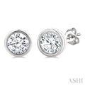 Round Shape Bezel Set Petite Diamond Fashion Earrings