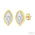 Marquise Shape Bezel Set Petite Diamond Fashion Earrings