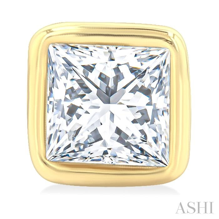Princess Shape Bezel Set Petite Diamond Fashion Stud Earrings