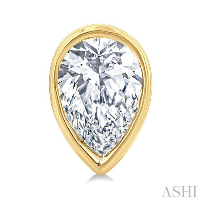 Pear Shape Bezel Set Petite Diamond Stud Earrings