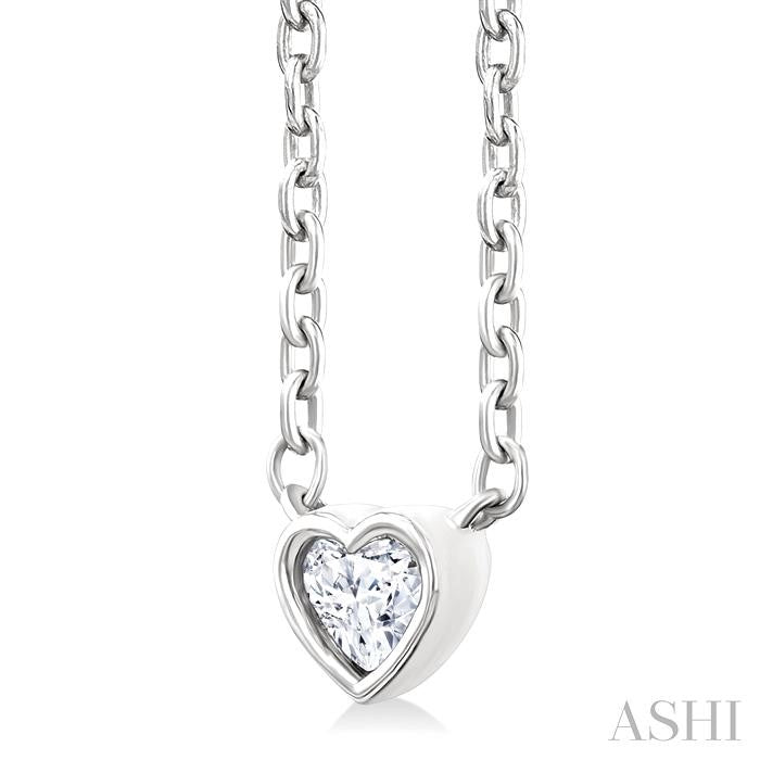 Heart Shape Bezel Set Petite Diamond Fashion Pendant